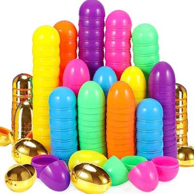120PCS Plastic Easter Eggs with Golden Egg, Colorful Fillable Empty Eggs for Eas - Image 1 of 4