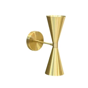 Solid Brass Wall Sconce | Mid Century Brushed Brass Classic Light - Picture 1 of 3