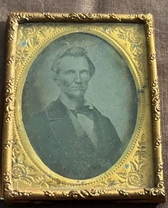 Antiker 1/6 Teller Ambrotype Abe Lincoln Look-alike um 1850 ohne Etui - Bild 1 von 3