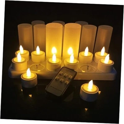  LED recarregável sem chama Tealight, controle remoto piscando LED amarelo-remoto - Imagem 1 de 4