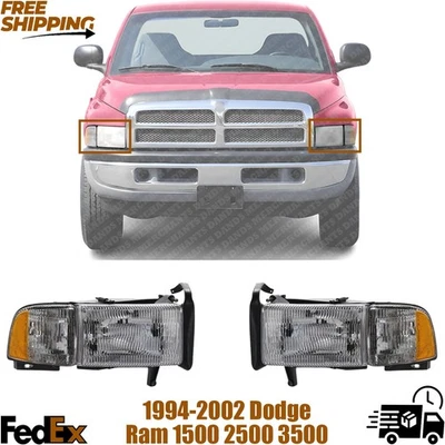 Dodge RAM 1500/2500/3500 1994-2002 Luces Cabezal Derecha y Derecha, Montaje, Juego Halógeno Foto 1 de 4