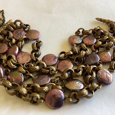 Pulsera de palanca de 5 filas de perlas de bronce de diseñador Stephen Dweck Foto 1 de 4