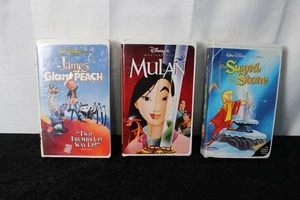 VHS lot of 3 Disney classics, James and the giant peach, Mulan, Sword in Stone - Picture 1 of 8