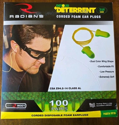 Radians 威慑 FP35 有线一次性泡沫耳塞。 100 件装耳塞 — 第 1/3 张图片