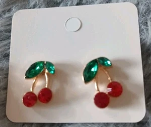 Cherry Fruit Earrings Red Cherry Resin Retro Earrings UK Pacha Ibiza - Picture 1 of 2