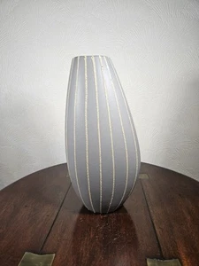 Amano 611-30 Grey Coloured Vase With Yellow Striped Design Made In Germany - Picture 1 of 23