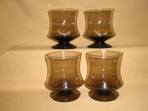 VTG SENECA "FASHIONABLES" AMBER GLASS- ROCKS/ OLD FASHION/DESSERT-MCM-SET OF 4 - Picture 1 of 7