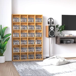 480CD/312DVD Media Storage Shelf with Adjustable Shelves, 89 x 130.5 cm, Beech - Picture 1 of 11