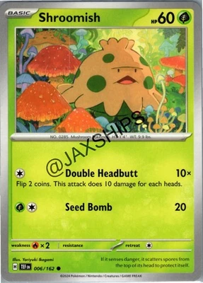 🍄😴 Shroomish 006/162 - Temporal Forces Pokémon TCG Card - SV05 Regular 🌿🌧️ - Image 1 of 2