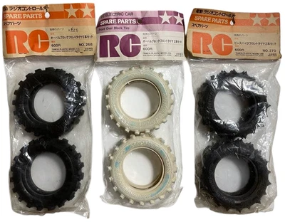 Tamiya 1/10 RC Off-Road Buggy Front Tires 6pcs Black White New Made in Japan - Image 1 of 4