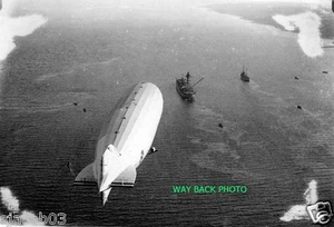5" by 7" REPRINT PHOTO USS SHENANDOAH AIRSHIP TRAILING USS POTOKA SHIP - NICE - Picture 1 of 1