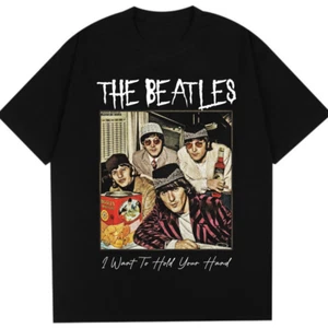 T-shirt uomo vintage The Beatles Band cotone pesante nero tutte le taglie C163 - Foto 1 di 5