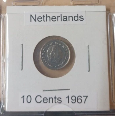 1967 NETHERLANDS 10 Cent Coin Free Shipping #82 - Image 1 of 4