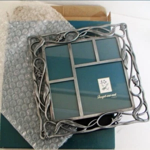 New Forget-Me-Not Scrolled Floral Metal Picture Photo Frame, 5 Areas Glass 7"x7" - Picture 1 of 11