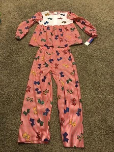 Vntg Her Majesty JCPenney Girls Size 8 striped bows red white pj jammies set B6 - Picture 1 of 5