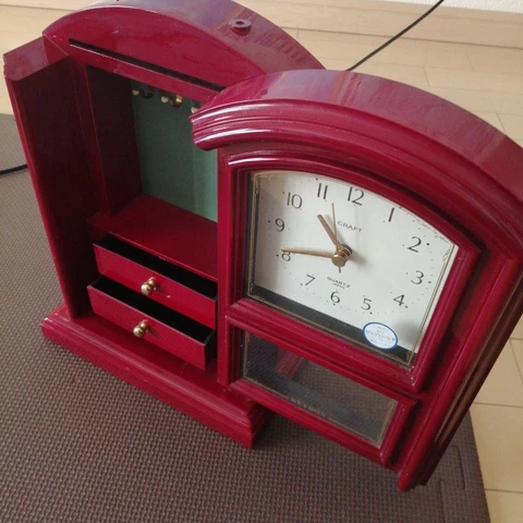 VINTAGE SEIKO Key Box built in Table Clock Made in Japan Jewelry Accessory case Cover