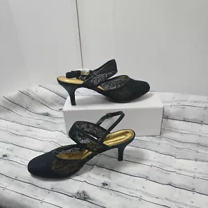 Angel Steps Damen-Sandale schwarz Knöchelriemen Größe 11 W 2,5 Zoll Absatz - Bild 1 von 12