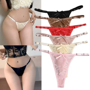 Femmes Silky Satin Pantes Unterwäsche Tanga Dessous G-String T-Back Brief с - Bild 1 von 31
