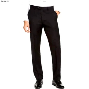 Michael Kors Men Pants Size 40 x 30 Black Wool Blend Airsoft Stretch Trouser - Picture 1 of 8