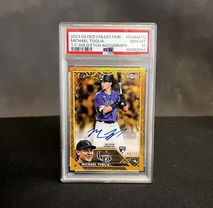 Michael Toglia Rookie RC Auto PSA 10 /99 2023 Gilded Gold Etch Colorado Rockies - Picture 1 of 2