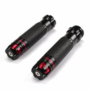 7/8" 22mm Motorcycle Bike Handlebar Hand Grip Black/Red CNC Aluminum 2Pcs   - Picture 1 of 11