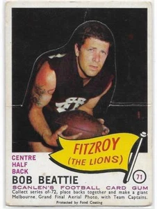 1966 Scanlens (71) Bob BEATTIE Unpopped Die Cut Fitzroy : - Picture 1 of 2