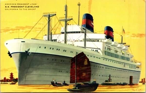 U.S. President Cleveland California to the Orient Steam Ship Postcard - Picture 1 of 2