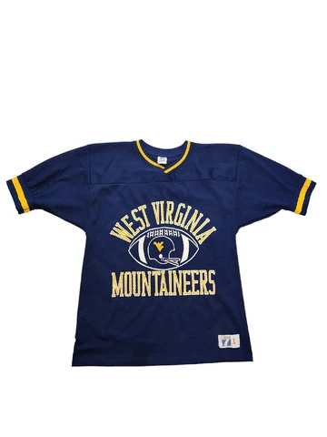 Vintage 80s West Virginia Mountaineers Football Jersey MADE IN USA Large LOGO 7 Cover