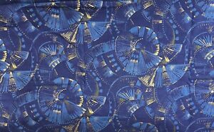 Velocity/Textiles Creations blauer Baumwollstoff #FAN ABSTRACT, 2 yds