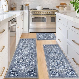 Boho Kitchen Rugs Sets 3 Piece with Runner Floral Kitchen Floor Mat Carpet Farmh - Picture 1 of 9
