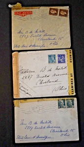 3 - 1945 France Stamps SW# 631/653/679/711 Censored Mail Covers - Picture 1 of 11