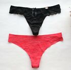 2 Pack Women Sexy Thongs Smooth&Floral Mesh Underwear Hipster G-String Panties M