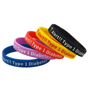 Paquete de 4 pulseras de silicona de identificación con alerta de insulina médica para diabetes tipo 1 para adultos - Imagen 1 de 14