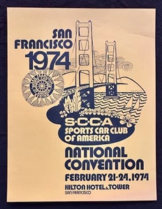 1974 SCCA Sports Car Club of America Poster San Francisco Convention Golden Gate - Picture 1 of 3