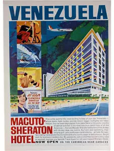 Macuto-Shertaon Hotel Caracas Venezuela Original 1963 IMPRESIÓN ANUNCIO Harper's 7.5x10.5" - Imagen 1 de 1