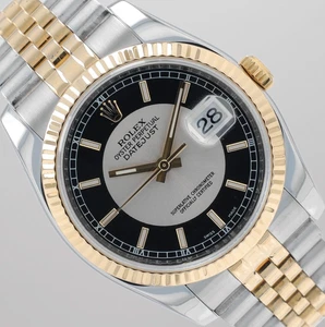 Rolex Datejust 36 Two Tone Tuxedo Dial Fluted Super Jubilee Bracelet 116233 - Picture 1 of 11