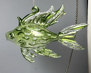 Vintage Glass Hand Blown Murano Style  Tropical Fish Christmas Ornament 5” C - Picture 1 of 2