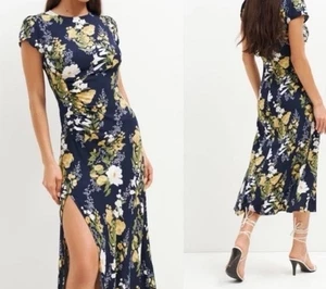 Reformation Frasier kurzärmliges Midikleid Graciella Blumenmuster Größe 10 neu ohne Etikett - Bild 1 von 5