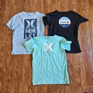Lot of 3 Boys Size XL (13-15) Hurley Short Sleeve Tees in black, blues and aqua. - Picture 1 of 10
