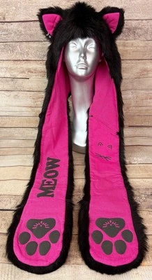 Authentic SpiritHoods 2017 Black Kitty Faux Fur Cat Spirit Hood w/ Ears Rare - Image 1 of 4