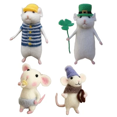 动物羊毛毛毡针工艺毡可爱鼠标 Diy 套件初学者儿童  — 第 1/4 张图片