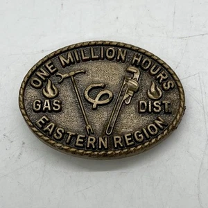 Vintage Jostens One Million Safe Hours Brass Belt Buckle Gas Dist Eastern Region - Picture 1 of 3