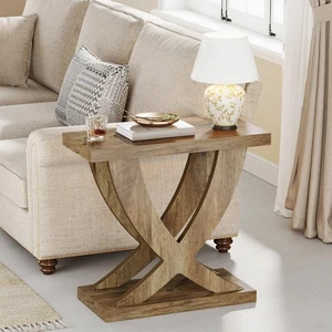 Mesa auxiliar de madera para sala de estar, mesita de noche de granja para dormitorio, espacio pequeño - Imagen 1 de 9