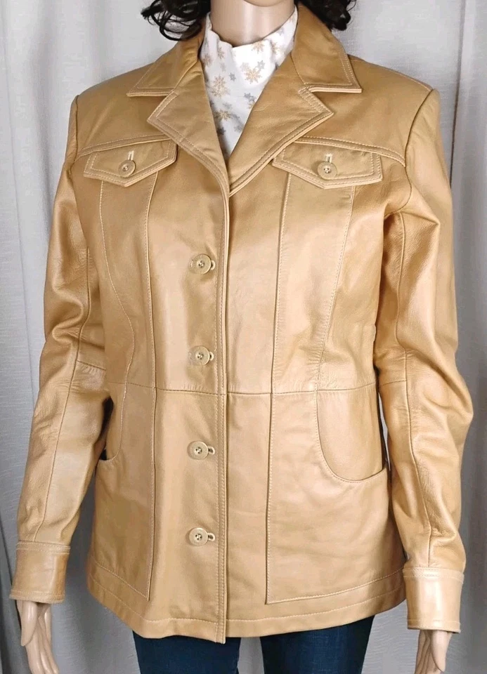 Mujer Med Retro Wilson Cuero Máxima Tostado Caramelo Informal Camionero Chaqueta Moto  Foto 1 de 4