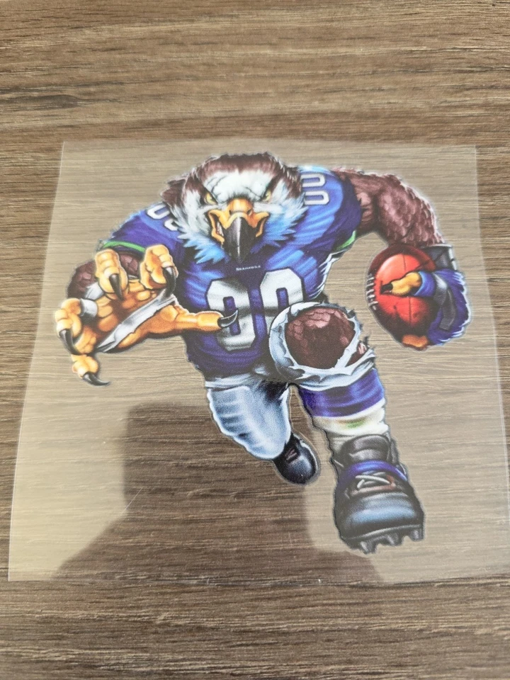Seattle Seahawks Running Football Player Raised UV DTF Decal 4in X 4in Color - Image 1 of 4