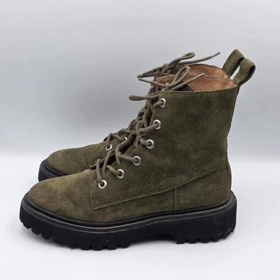 Bota Madewell The Rayna con cordones con suela para mujer talla 8 gamuza verde Foto 1 de 4
