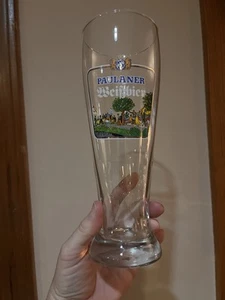 German PAULANER WEISSBIER 0.5L Beer Glass 9" Tall - Picture 1 of 8