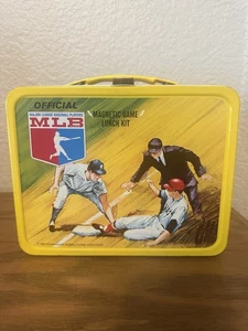 1969 Metal Lunch Box Play Ball Baseball Magnetic Game King Seeley w/ Thermos MLB - Picture 1 of 8