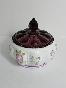 Rare Fenton Candy Dish Family Signature Beaded Melon Vanity Jar Limited Edition - Picture 1 of 15