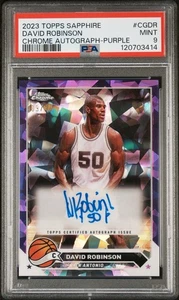 2023 Topps Sapphire David Robinson Chrome Autograph-Purple #/10 PSA 9 SPURS - Picture 1 of 3